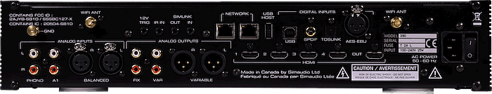 Moon by Simaudio 390 inputs and outputs