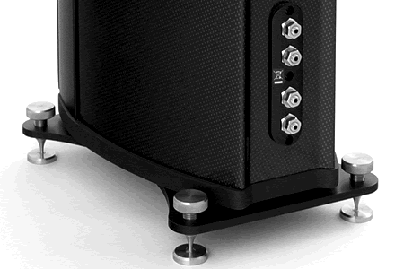 Wilson Benesch Curve loudspeaker rear view of terminals and base